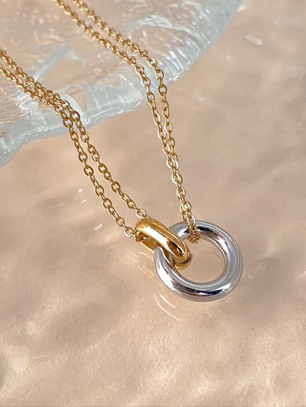 Daniela Swaebe Gold And Silver Mini Double Hoop Chain Necklace NWOT